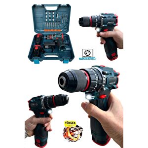 24 V 5 Ah Kömürsüz Darbeli Torklu Şarjlı Matkap Lion Armut Batarya Çift Akülü Vidalama Setli