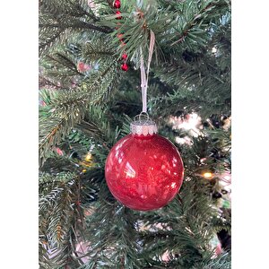 Kırmızı Işıltılı Şeffaf Yılbaşı Süsü 8 Cm