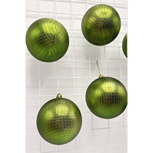 Waldern Yılbaşı Çam Ağacı Süsü Yeşil 8 Cm Figürlü Parlak 6lı Cici Top