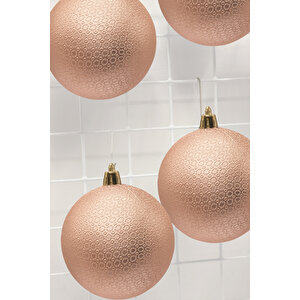 Waldern Yılbaşı Çam Ağacı Süsü Mat Şampanya 8 Cm Figürlü Mat 6lı Cici Top