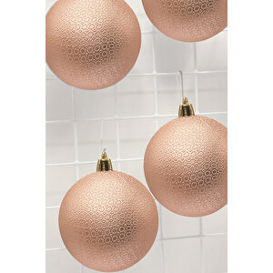 Waldern Yılbaşı Çam Ağacı Süsü Mat Şampanya 8 Cm Figürlü Mat 6lı Cici Top