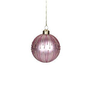 Çizgili Pembe Yılbaşı Süsü 8 Cm