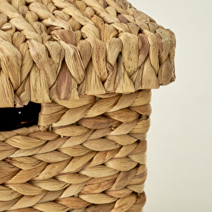 Luna Kapaklı Kare Sepet Naturel (32x32 Cm) Naturel