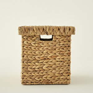 Luna Kapaklı Kare Sepet Naturel (32x32 Cm) Naturel