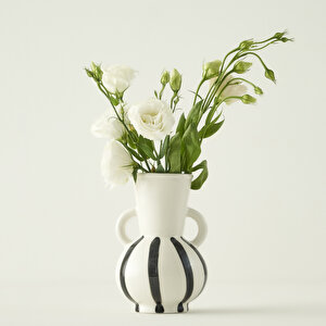 Liora Vazo Siyah-beyaz (12x12x18 Cm) Siyah-beyaz