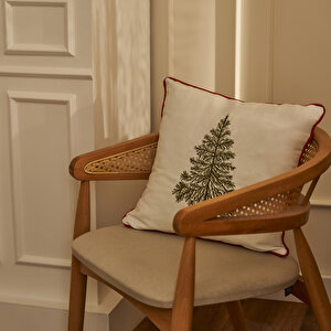 New Year Yılbaşı Nakışlı Kırlent Kılıfı Beyaz (43x43 cm)