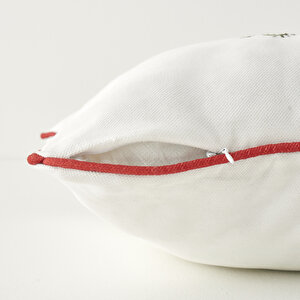 New Year Yılbaşı Nakışlı Kırlent Kılıfı Beyaz (43x43 cm)