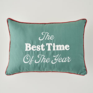 New Year Yılbaşı Kırlent Kılıfı Yeşil (35x50 cm)