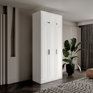 Guneystore Milas Gold 3 Kapaklı Komple Mdf Yüklüklü Beyaz Gardırop