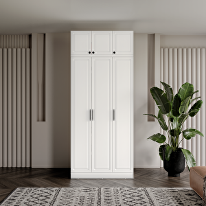 Guneystore Milas Gold 3 Kapaklı Komple Mdf Yüklüklü Beyaz Gardırop