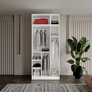 Guneystore Milas Gold 3 Kapaklı Komple Mdf Yüklüklü Beyaz Gardırop