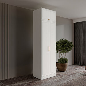 Guneystore Milas Gold 2 Kapaklı Komple Mdf Yüklüklü Beyaz Gardırop