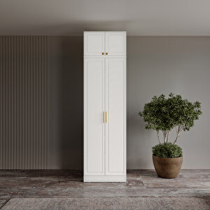 Guneystore Milas Gold 2 Kapaklı Komple Mdf Yüklüklü Beyaz Gardırop