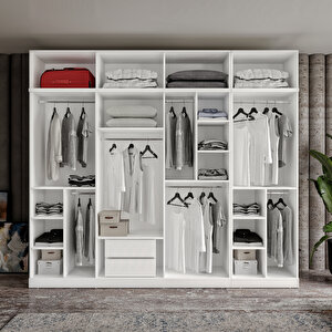 Guneystore Milas Gold 8 Kapaklı Komple Mdf Yüklüklü Gardırop