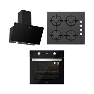 Bo6504b01 - Cs5343b01 - 3457 Soho 60 Siyah Cam Ankastre Set