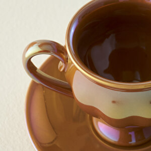 Clara 6'lı Kahve Fincanı Seti Turuncu (90 Cc)