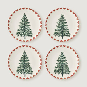 New Year 4'lü Pasta Tabağı Seti (19 Cm) Çok Renkli