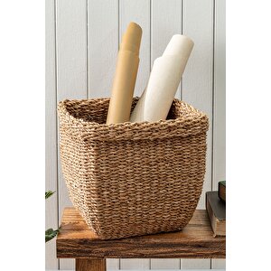 Benedite Büyük Hasır Sepet - Toprak - 34x42 Cm