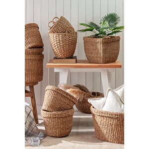 Benedite Büyük Hasır Sepet - Toprak - 34x42 Cm