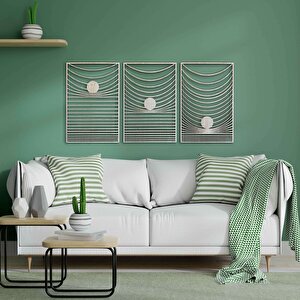 Ahşap Duvar Tablosu, 3 Parça Ahşap Modern Duvar Dekoru, Yerçekimi Desen Duvar Paneli, Akçaağaç 57x38 cm