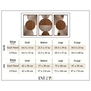 Ahşap Duvar Tablosu, 3 Parça Ahşap Modern Duvar Dekoru, Orta Çağ Desen Duvar Paneli, Siyah 42x28 cm