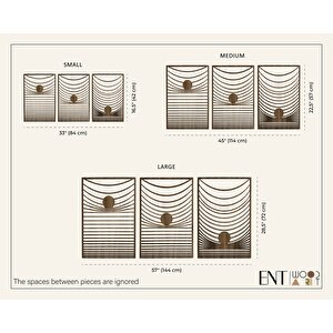 Ahşap Duvar Tablosu, 3 Parça Ahşap Modern Duvar Dekoru, Yerçekimi Desen Duvar Paneli, Siyah 28x28 cm