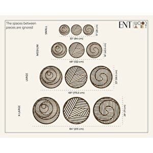 Ent Wood Art Ahşap Duvar Tablosu, 3 Parça Ahşap Modern Duvar Dekoru, Geometrik Desen Duvar Paneli, Ceviz