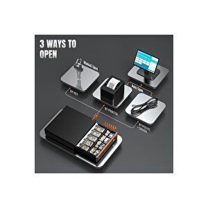 Büyük Boy Çelik Elektronik Para Çekmecesi – 5 Banknot Ve 5 Madeni Para Gözlü Kasa Sistemi 41x41cm