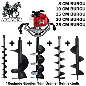 Ultra Lüks Toprak Burgu Makinesi 8 – 10 – 15 – 20 – 25 Cm 5 Burgulu
