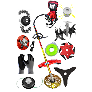 Profesyonel Sırt Tırpan + Akrep Çapa Aparatı + 9’lu Bahçivan Seti