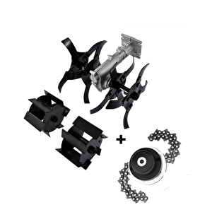 Çift Toprak Çapalama Aparatı Sırt –yan Uyumlu 26mm 9 Diş + Zincirli Başlık