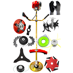 Benzinli Yan Tırpan + Akrep Çapa Aparatı + 10’lu Bahçivan Seti