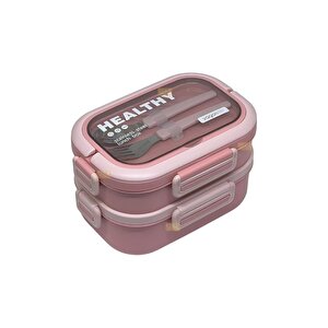 Bento Lunchbox 1330 Ml – 2 Katlı, 3 Bölmeli, Paslanmaz Çelik Sefer Tası Yemek Kabı, Sızdır