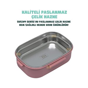 Bento Lunchbox 1330 Ml – 2 Katlı, 3 Bölmeli, Paslanmaz Çelik Sefer Tası Yemek Kabı, Sızdır