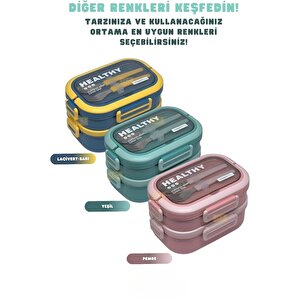 Vagonlife Bento Lunchbox 1330 Ml – 2 Katlı, 3 Bölmeli, Paslanmaz Çelik Sefer Tası Yemek Kabı, Sızdır