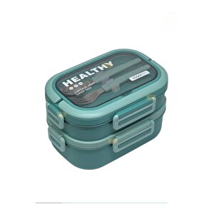 Bento Lunchbox 1330ml – 2 Katlı, 3 Bölmeli, Paslanmaz Çelik Sefer Tası Yemek Kabı, Sızdırm