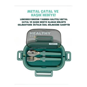 Vagonlife Bento Lunchbox 1330ml – 2 Katlı, 3 Bölmeli, Paslanmaz Çelik Sefer Tası Yemek Kabı, Sızdırm