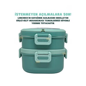 Vagonlife Bento Lunchbox 1330ml – 2 Katlı, 3 Bölmeli, Paslanmaz Çelik Sefer Tası Yemek Kabı, Sızdırm