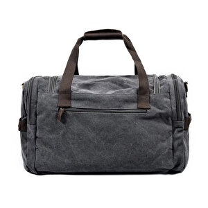 Retro Kanvas Deri Seyahat Spor Çantası (gri)