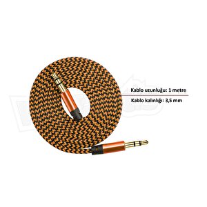 Aux Stereo 3.5mm Data Ses Örgü Kablo Bakır