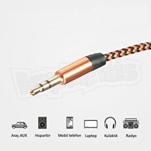 Diwu Aux Stereo 3.5mm Data Ses Örgü Kablo Bakır