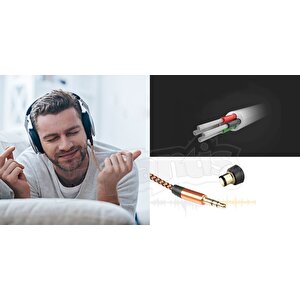 Diwu Aux Stereo 3.5mm Data Ses Örgü Kablo Bakır