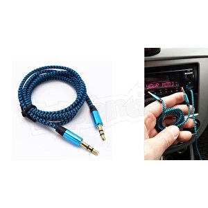 Diwu Aux Stereo 3.5mm Data Ses Örgü Kablo Mavi