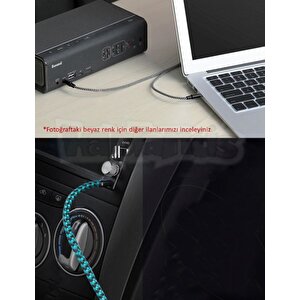 Diwu Aux Stereo 3.5mm Data Ses Örgü Kablo Mavi