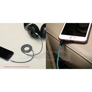 Diwu Aux Stereo 3.5mm Data Ses Örgü Kablo Mavi