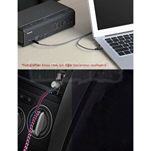 Diwu Aux Stereo 3.5mm Data Ses Örgü Kablo Pembe