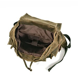 Sert Kanvas Retro Gündelik Okul İş Ofis Sırt Çantası Mumlu Su Geçirmez (koyu Yeşil)