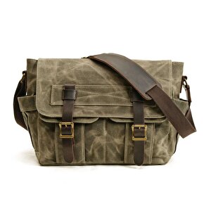 Retro Kanvas Postacı Çanta Mumlu Su Geçirmez (yeşil)