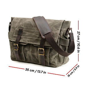 Retro Kanvas Postacı Çanta Mumlu Su Geçirmez (yeşil)