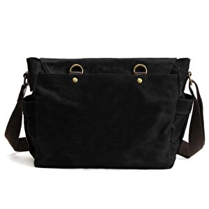 Retro Kanvas Postacı Çanta Mumlu Su Geçirmez (siyah)